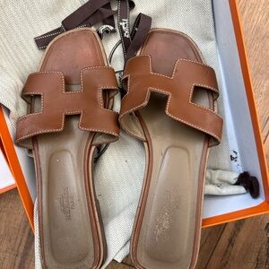 Hermes Brown Oran  Sandals